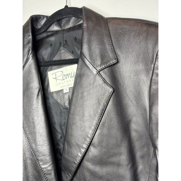 Remy Leather Jacket Women Black Lined Soft Blazer Vtg Y2K Made In USA Small - Picture 6 of 13
